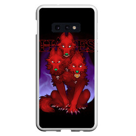 Чехол для Samsung S10E с принтом Hades wolf в Екатеринбурге, Силикон | Область печати: задняя сторона чехла, без боковых панелей | hades | roguelike | бесконечные круги ада | волк | компьютерная игра | красный | трехглавый