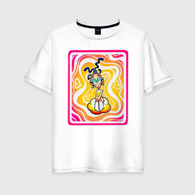 Женская футболка хлопок Oversize с принтом Mood Girl в Екатеринбурге, 100% хлопок | свободный крой, круглый ворот, спущенный рукав, длина до линии бедер
 | geek | girl | stickers | радужный мир | хипстер