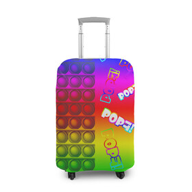Чехол для чемодана 3D с принтом POP it! в Екатеринбурге, 86% полиэфир, 14% спандекс | двустороннее нанесение принта, прорези для ручек и колес | Тематика изображения на принте: pop it | rainbow | simple dimple | toy | игрушка | поп ит | радуга | симпл димпл