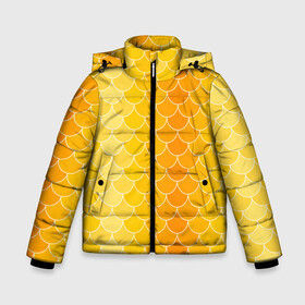 Зимняя куртка для мальчиков 3D с принтом Желтая чешуя в Екатеринбурге, ткань верха — 100% полиэстер; подклад — 100% полиэстер, утеплитель — 100% полиэстер | длина ниже бедра, удлиненная спинка, воротник стойка и отстегивающийся капюшон. Есть боковые карманы с листочкой на кнопках, утяжки по низу изделия и внутренний карман на молнии. 

Предусмотрены светоотражающий принт на спинке, радужный светоотражающий элемент на пуллере молнии и на резинке для утяжки | Тематика изображения на принте: fish | water | вода | желтая | море | морское | рыба | рыбка | чешуя