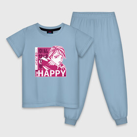 Детская пижама хлопок с принтом Happy Sad Anime Girl Kanji в Екатеринбурге, 100% хлопок |  брюки и футболка прямого кроя, без карманов, на брюках мягкая резинка на поясе и по низу штанин
 | Тематика изображения на принте: anime | chibi | cute | girls | happiness | im happy | japan | japanese | kawaii | manga | waifu | анимешник | анимешница | грусть | девочки | девушки | иероглифы | кандзи | лица | манга | настроение | рисунок в стиле аниме | счастье | типичная 