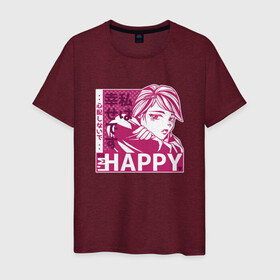 Мужская футболка хлопок с принтом Happy Sad Anime Girl Kanji в Екатеринбурге, 100% хлопок | прямой крой, круглый вырез горловины, длина до линии бедер, слегка спущенное плечо. | anime | chibi | cute | girls | happiness | im happy | japan | japanese | kawaii | manga | waifu | анимешник | анимешница | грусть | девочки | девушки | иероглифы | кандзи | лица | манга | настроение | рисунок в стиле аниме | счастье | типичная 