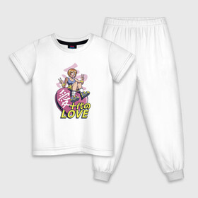 Детская пижама хлопок с принтом Kawaii Heart Anime Love в Екатеринбурге, 100% хлопок |  брюки и футболка прямого кроя, без карманов, на брюках мягкая резинка на поясе и по низу штанин
 | Тематика изображения на принте: anime | chibi | in love | japan | japanese | kanji | kawaii | manga | mood | waifu | анимешник | анимешница | влюблена | влюблённость | кандзи | любовь | манга | настроение | рисунок в стиле аниме | розовое сердце | сердце