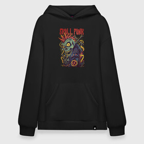 Худи SuperOversize хлопок с принтом Skull Punk в Екатеринбурге, 70% хлопок, 30% полиэстер, мягкий начес внутри | карман-кенгуру, эластичная резинка на манжетах и по нижней кромке, двухслойный капюшон
 | анархия | арт | графика | зомби | ирокез | кости | косуха | крест | панк | скелет | черепа