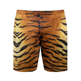 Мужские шорты спортивные с принтом Шкура Тигра в Екатеринбурге,  |  | animal | skin | tiger | раскрас | тигр