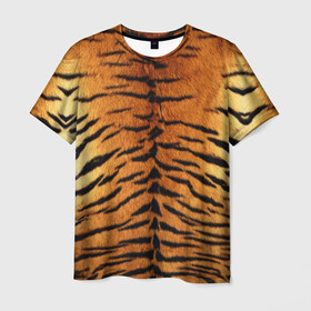 Мужская футболка 3D с принтом Шкура Тигра в Екатеринбурге, 100% полиэфир | прямой крой, круглый вырез горловины, длина до линии бедер | animal | skin | tiger | раскрас | тигр