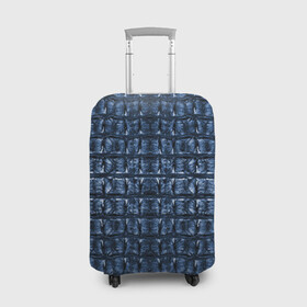 Чехол для чемодана 3D с принтом Текстура аллигатора (Синяя) в Екатеринбурге, 86% полиэфир, 14% спандекс | двустороннее нанесение принта, прорези для ручек и колес | аллигатор | кожа | крокодил | чешуя