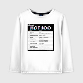 Детский лонгслив хлопок с принтом BTS DYNAMITE BILLBOARD HOT-100 в Екатеринбурге, 100% хлопок | круглый вырез горловины, полуприлегающий силуэт, длина до линии бедер | Тематика изображения на принте: bbma | bts | dynamite | j hope | jimin | jin | jk | rm | suga | v | чарт топ