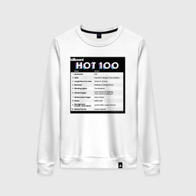 Женский свитшот хлопок с принтом BTS DYNAMITE BILLBOARD HOT-100 в Екатеринбурге, 100% хлопок | прямой крой, круглый вырез, на манжетах и по низу широкая трикотажная резинка  | bbma | bts | dynamite | j hope | jimin | jin | jk | rm | suga | v | чарт топ