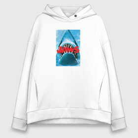 Женское худи Oversize хлопок с принтом Jaws classic в Екатеринбурге, френч-терри — 70% хлопок, 30% полиэстер. Мягкий теплый начес внутри —100% хлопок | боковые карманы, эластичные манжеты и нижняя кромка, капюшон на магнитной кнопке | jaws | jaws 2 | jaws movie | кино | челюсти | челюсти 2 | челюсти фильм