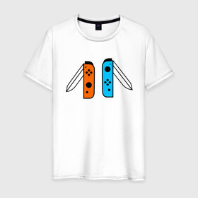 Мужская футболка хлопок с принтом NINTENDO SWITCH в Екатеринбурге, 100% хлопок | прямой крой, круглый вырез горловины, длина до линии бедер, слегка спущенное плечо. | nintendo | switch | заточка | игры | консоль | нинтендо | приставка | свитч