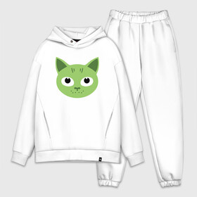 Мужской костюм хлопок OVERSIZE с принтом Green Cat в Екатеринбурге,  |  | animal | cat | cute | kitty | meow | друг | животные | киска | китти | кот | котенок | котик | котэ | кошечка | кошка | лев | леопард | милый | мур | мяу | пантера | питомец | рысь | тигр