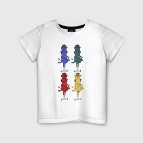 Детская футболка хлопок с принтом Четыре молодца в Екатеринбурге, 100% хлопок | круглый вырез горловины, полуприлегающий силуэт, длина до линии бедер | гангстер | живопись | иллюстрация | мультфильм | радужный мир