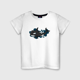Детская футболка хлопок с принтом Косатка в Екатеринбурге, 100% хлопок | круглый вырез горловины, полуприлегающий силуэт, длина до линии бедер | Тематика изображения на принте: whale | кит | косатка | косатки | море | морские