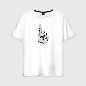 Женская футболка хлопок Oversize с принтом Number one в Екатеринбурге, 100% хлопок | свободный крой, круглый ворот, спущенный рукав, длина до линии бедер
 | one | кулак | один | палец | указатель