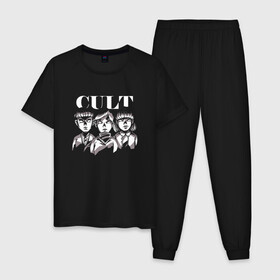 Мужская пижама хлопок с принтом Kid Cult Детский культ Ужасы в Екатеринбурге, 100% хлопок | брюки и футболка прямого кроя, без карманов, на брюках мягкая резинка на поясе и по низу штанин
 | devil | fear | horror | horror merch | occult | religion | ritual | satanic | satanism | демон | дети | дети кукурузы | детский культ | дьявол | культизм | оккультизм | прикол | религия | ритуал | сатана | сатанизм | секта | ужас | ужастик