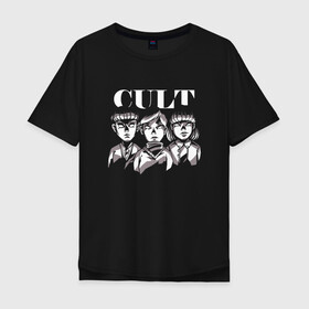 Мужская футболка хлопок Oversize с принтом Kid Cult Детский культ Ужасы в Екатеринбурге, 100% хлопок | свободный крой, круглый ворот, “спинка” длиннее передней части | devil | fear | horror | horror merch | occult | religion | ritual | satanic | satanism | демон | дети | дети кукурузы | детский культ | дьявол | культизм | оккультизм | прикол | религия | ритуал | сатана | сатанизм | секта | ужас | ужастик