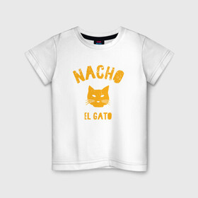 Детская футболка хлопок с принтом Nacho El Gato в Екатеринбурге, 100% хлопок | круглый вырез горловины, полуприлегающий силуэт, длина до линии бедер | Тематика изображения на принте: animal | cat | cute | kitty | meow | друг | животные | киска | китти | кот | котенок | котик | котэ | кошечка | кошка | лев | леопард | милый | мур | мяу | пантера | питомец | рысь | тигр