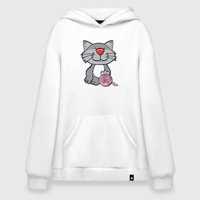 Худи SuperOversize хлопок с принтом Smiling Cat в Екатеринбурге, 70% хлопок, 30% полиэстер, мягкий начес внутри | карман-кенгуру, эластичная резинка на манжетах и по нижней кромке, двухслойный капюшон
 | animal | cat | cute | kitty | meow | друг | животные | киска | китти | кот | котенок | котик | котэ | кошечка | кошка | милый | мур | мяу | питомец