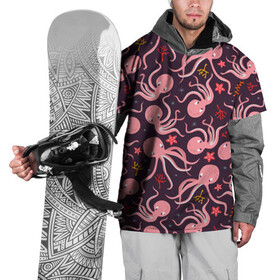 Накидка на куртку 3D с принтом Осьминоги в Екатеринбурге, 100% полиэстер |  | Тематика изображения на принте: cute | octopus | милый | морское | осьминог | осьминожка | паттерн | тентакли | щупальца