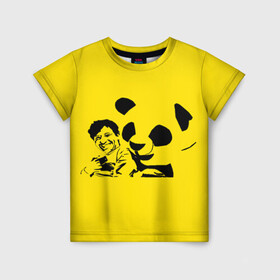 Детская футболка 3D с принтом Панда в Екатеринбурге, 100% гипоаллергенный полиэфир | прямой крой, круглый вырез горловины, длина до линии бедер, чуть спущенное плечо, ткань немного тянется | добрый | забавный | китай | медведь | пушистый | черно белый