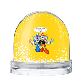 Игрушка Снежный шар с принтом Побитые кружки в Екатеринбурге, Пластик | Изображение внутри шара печатается на глянцевой фотобумаге с двух сторон | arkade | cup head | cuphead | game | games | аркада | игра | игры | кап хэд | капхед | купа хэд | сгз руфв | сгзруфв | чашкоголовый