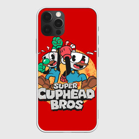 Чехол для iPhone 12 Pro с принтом Super Cuphead Bros в Екатеринбурге, силикон | область печати: задняя сторона чехла, без боковых панелей | Тематика изображения на принте: arkade | cup head | cuphead | game | games | mario | аркада | игра | игры | кап хэд | капхед | купа хэд | марио | сгз руфв | сгзруфв | чашкоголовый