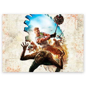 Поздравительная открытка с принтом Logan в Екатеринбурге, 100% бумага | плотность бумаги 280 г/м2, матовая, на обратной стороне линовка и место для марки
 | dead island | game | games | zombi | zomby | апокалепсис | апокалипсис | вуфв шыдфтв | дэд исланд | зомби | игра | игры | мертвый остров