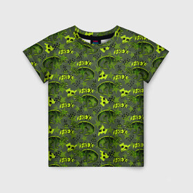 Детская футболка 3D с принтом Динозавры T-rex в Екатеринбурге, 100% гипоаллергенный полиэфир | прямой крой, круглый вырез горловины, длина до линии бедер, чуть спущенное плечо, ткань немного тянется | Тематика изображения на принте: t rex | абстракция | динозавры | паттерн | текстуры | тирекс