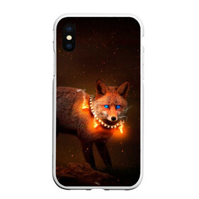 Чехол для iPhone XS Max матовый с принтом Лисица с гирляндой в Екатеринбурге, Силикон | Область печати: задняя сторона чехла, без боковых панелей | fox | foxy | животное | звери | лиса | лисенок | лисичка | милая | рыжая | фокс