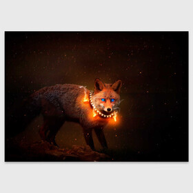 Поздравительная открытка с принтом Лисица с гирляндой в Екатеринбурге, 100% бумага | плотность бумаги 280 г/м2, матовая, на обратной стороне линовка и место для марки
 | Тематика изображения на принте: fox | foxy | животное | звери | лиса | лисенок | лисичка | милая | рыжая | фокс