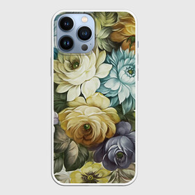 Чехол для iPhone 13 Pro Max с принтом Цветы на белом фоне в Екатеринбурге,  |  | декоративная роспись | живопись | жостово | жостовская роспись | розы | цветы