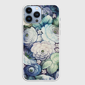 Чехол для iPhone 13 Pro Max с принтом Цветы на синем фоне в Екатеринбурге,  |  | декоративная роспись | живопись | жостово | жостовская роспись | розы | цветы