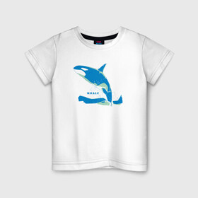 Детская футболка хлопок с принтом Кит Косатка голубая в Екатеринбурге, 100% хлопок | круглый вырез горловины, полуприлегающий силуэт, длина до линии бедер | whale | кит | косатка | косатки | море | морские