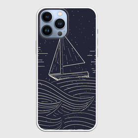 Чехол для iPhone 13 Pro Max с принтом Одинокий корабль в море в Екатеринбурге,  |  | alone | sailboat | ship | ships | волны | кораблик | корабль | лодка | ночь | одинокий | парус | парусная лодка