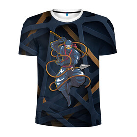 Мужская футболка 3D спортивная с принтом Ниндзя в Екатеринбурге, 100% полиэстер с улучшенными характеристиками | приталенный силуэт, круглая горловина, широкие плечи, сужается к линии бедра | ninja | воин | искусство | линии | ниндзюцу | ниндзя | паутина | скрытость | шпион | япония
