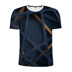 Мужская футболка 3D спортивная с принтом Паутина в Екатеринбурге, 100% полиэстер с улучшенными характеристиками | приталенный силуэт, круглая горловина, широкие плечи, сужается к линии бедра | геометрия | движение | линии | объем | паутина | текстиура | узор