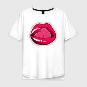 Мужская футболка хлопок Oversize с принтом Сделай сексуально в Екатеринбурге, 100% хлопок | свободный крой, круглый ворот, “спинка” длиннее передней части | lips | губы | иллюстрация | поцелуй | язык