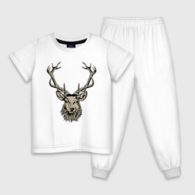 Детская пижама хлопок с принтом Редкий олень в Екатеринбурге, 100% хлопок |  брюки и футболка прямого кроя, без карманов, на брюках мягкая резинка на поясе и по низу штанин
 | Тематика изображения на принте: deer | дикая природа | животные | звери | олень