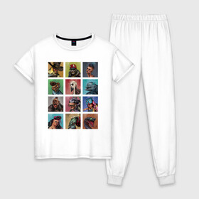 Женская пижама хлопок с принтом Вся команда в Екатеринбурге, 100% хлопок | брюки и футболка прямого кроя, без карманов, на брюках мягкая резинка на поясе и по низу штанин | games | microsoft | ninja theory | xbox