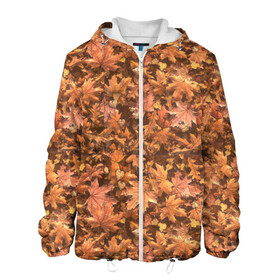 Мужская куртка 3D с принтом Осеннее листопад в Екатеринбурге, ткань верха — 100% полиэстер, подклад — флис | прямой крой, подол и капюшон оформлены резинкой с фиксаторами, два кармана без застежек по бокам, один большой потайной карман на груди. Карман на груди застегивается на липучку | иллюстрация | клен | листопад | листья | осень | отдых