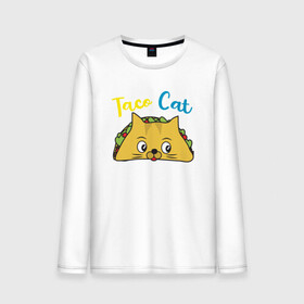 Мужской лонгслив хлопок с принтом Taco Cat в Екатеринбурге, 100% хлопок |  | Тематика изображения на принте: animal | cat | cute | kitty | meow | taco | друг | животные | киска | китти | кот | котенок | котик | котэ | кошечка | кошка | милый | мур | мяу | питомец | тако