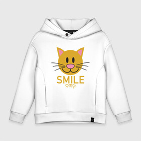 Детское худи Oversize хлопок с принтом Smile Cat в Екатеринбурге, френч-терри — 70% хлопок, 30% полиэстер. Мягкий теплый начес внутри —100% хлопок | боковые карманы, эластичные манжеты и нижняя кромка, капюшон на магнитной кнопке | animal | cat | cute | kitty | meow | smile | друг | животные | киска | китти | кот | котенок | котик | котэ | кошечка | кошка | милый | мур | мяу | питомец