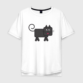Мужская футболка хлопок Oversize с принтом Котяра в Екатеринбурге, 100% хлопок | свободный крой, круглый ворот, “спинка” длиннее передней части | animal | cat | cute | kitty | meow | друг | животные | киска | китти | кот | котенок | котик | котэ | кошечка | кошка | милый | мур | мяу | питомец