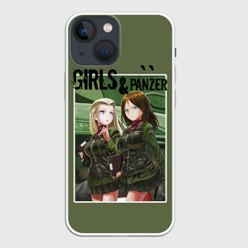 Чехол для iPhone 13 mini с принтом Девушки и танки в Екатеринбурге,  |  | anime girl | girls and panzer | girls and tanks | girls und panzer | japan | tanks | аниме девушки | девушки и танки | мако рэйдзэй | михо нисидзуми | персонажи аниме | саори такэбэ | танки | хаки | хана исудзу | юкари акияма