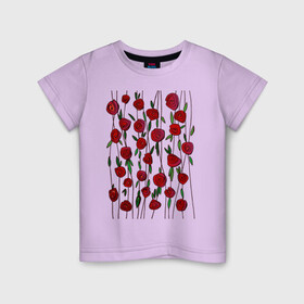 Детская футболка хлопок с принтом Гирлянды роз в Екатеринбурге, 100% хлопок | круглый вырез горловины, полуприлегающий силуэт, длина до линии бедер | rose | графика | рисунок | роза | цветок