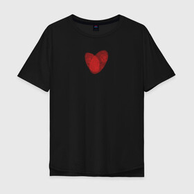 Мужская футболка хлопок Oversize с принтом Отпечатки в виде сердца в Екатеринбурге, 100% хлопок | свободный крой, круглый ворот, “спинка” длиннее передней части | Тематика изображения на принте: heart | love | любовь | отношения | отпечаток | сердце