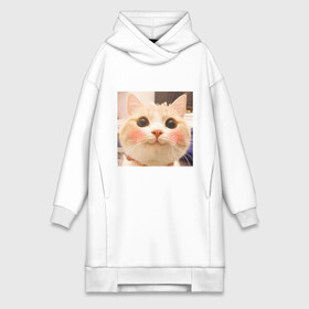 Платье-худи хлопок с принтом Мем про котов в Екатеринбурге,  |  | белый | кот | мем | милый | прикол