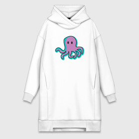 Платье-худи хлопок с принтом Осьминог в Екатеринбурге,  |  | cute | octopus | милый | морское | осьминог | осьминожка | паттерн | тентакли | щупальца