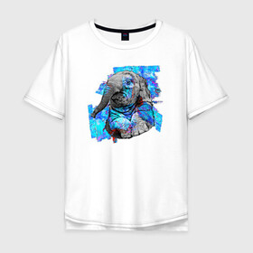 Мужская футболка хлопок Oversize с принтом слон свесил лапки в Екатеринбурге, 100% хлопок | свободный крой, круглый ворот, “спинка” длиннее передней части | в голове | в посудной лавке | кость | символ | слон и моська | шахматы